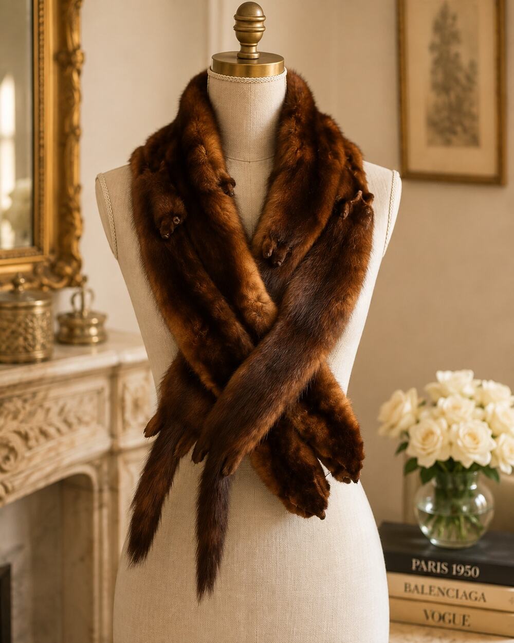 Vintage Fur Nakamura Ginza Tokyo Multi-Pelt Mink Fur Stole